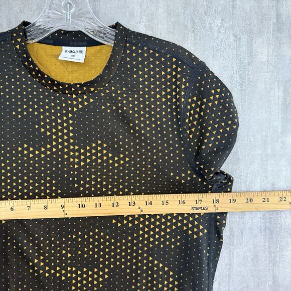 Gymshark Shirt Mens XS Yellow Volt Geometric Athleisure Fitness Gym Workout - Picture 9 of 14